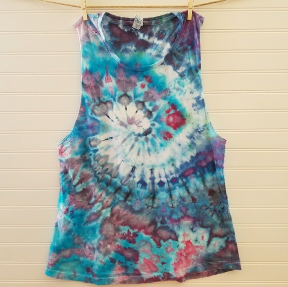 Handmade Tops - Handmade Spiral Tie Dye Muscle Tee